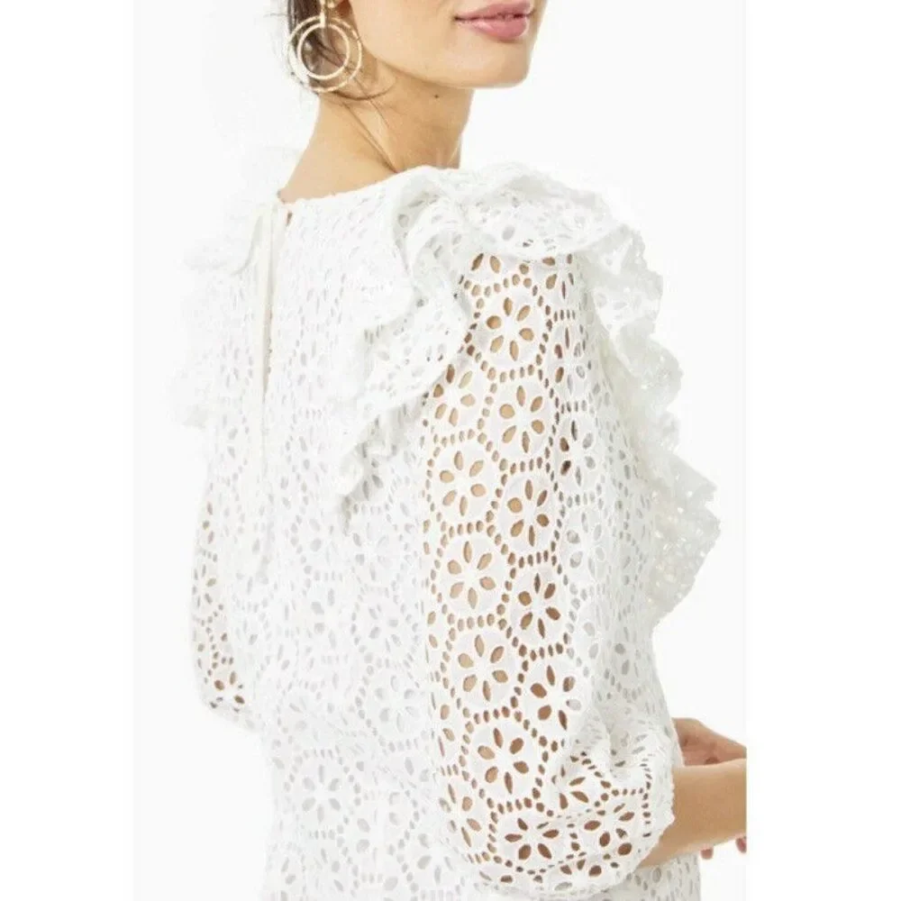 Lilly Pulitzer Dress White Size Large NWT $218 Resort Lace Embroidered Bride - Picture 6 of 11
